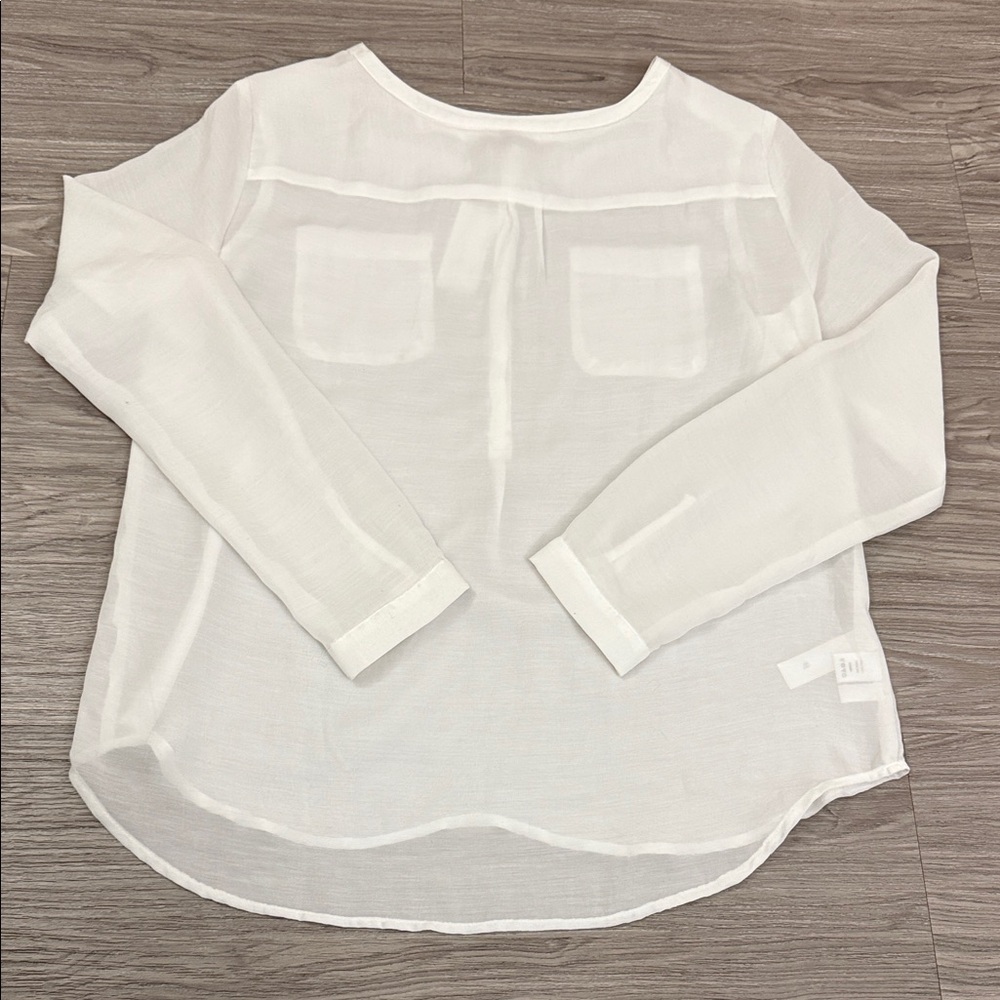 LOFT Ann Taylor Ivory Button-Front Blouse Size M - Picture 8 of 10